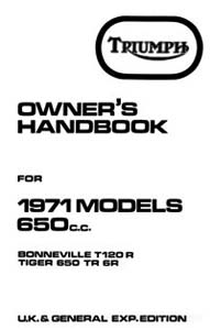 1971 Triumph unit 650cc UK Handbook