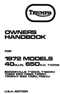 1972 Triumph unit 650cc USA Handbook