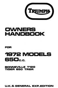 1972 Triumph unit 650cc UK Handbook