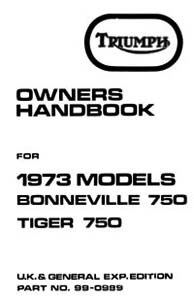 1973 Triumph unit 750cc UK Handbook