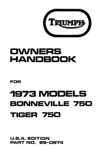 1973 Triumph unit 750cc USA Handbook