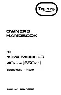 1974 Triumph unit 650cc T120V Handbook