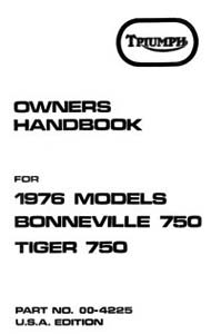 1976 Triumph unit 750cc USA Handbook