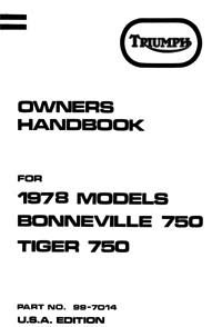 1978 Triumph unit 750cc T140V USA Handbook