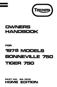 1978 Triumph unit 750cc T140V UK Handbook