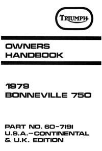 1979 Triumph unit 750cc USA-UK Handbook