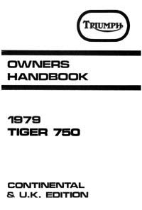 1979 Triumph unit 750cc Tiger TR7V UK Handbook