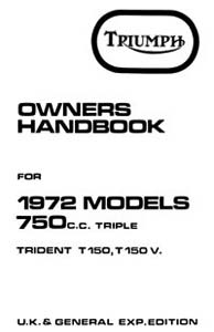 1972 Triumph Trident UK Owners book