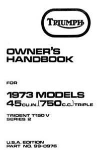 1973 Triumph Trident USA Owners book