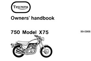 1973 Triumph Trident Hurricane X75 Owners book