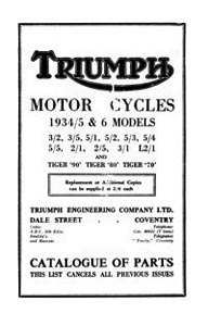 1934-1936 Triumph All models parts book