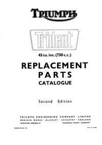 1969-1970 Triumph Trident parts book 