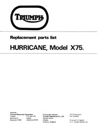 1973 Triumph Trident Hurricane X75 parts book