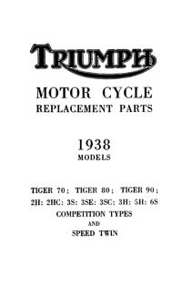 1938 Triumph All models parts book