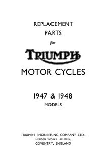 1947 to 1948 Triumph All models parts catalogue