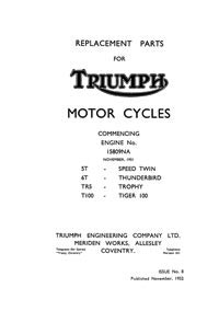 1952 Triumph All models parts catalogue 