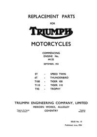 1954 Triumph pre-unit models parts catalogue 