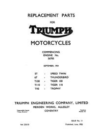 1955 Triumph pre-unit models parts catalogue 