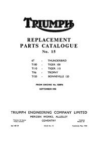 1959 Triumph pre-unit models parts catalogue 