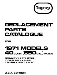 1971 Triumph unit 650cc USA-UK parts book