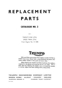 1959 Triumph unit 350-500cc parts catalogue No.2  