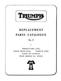 1964 Triumph unit 350-500cc parts catalogue No.5 