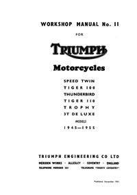 1945 to 1955 Pre-Unit 350-650cc Triumph workshop Manual