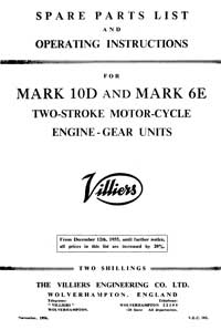 1948-1953 Villiers Mk10D & 6E operating instructions and parts list