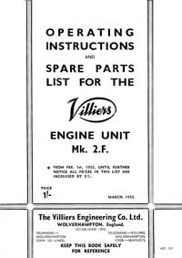 1948-1958 Villiers Mk 2F operating instructions and parts list