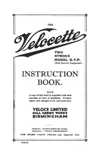 1930-1932 Velocette GTP instruction book