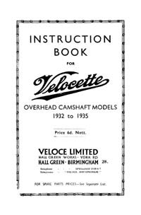 1932-1935 Velocette Overhead camshaft instruction book