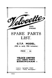 1930-1934 Velocette G.T.P parts list