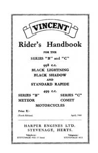 1960 Vincent Series 'B' & 'C' riders handbook
